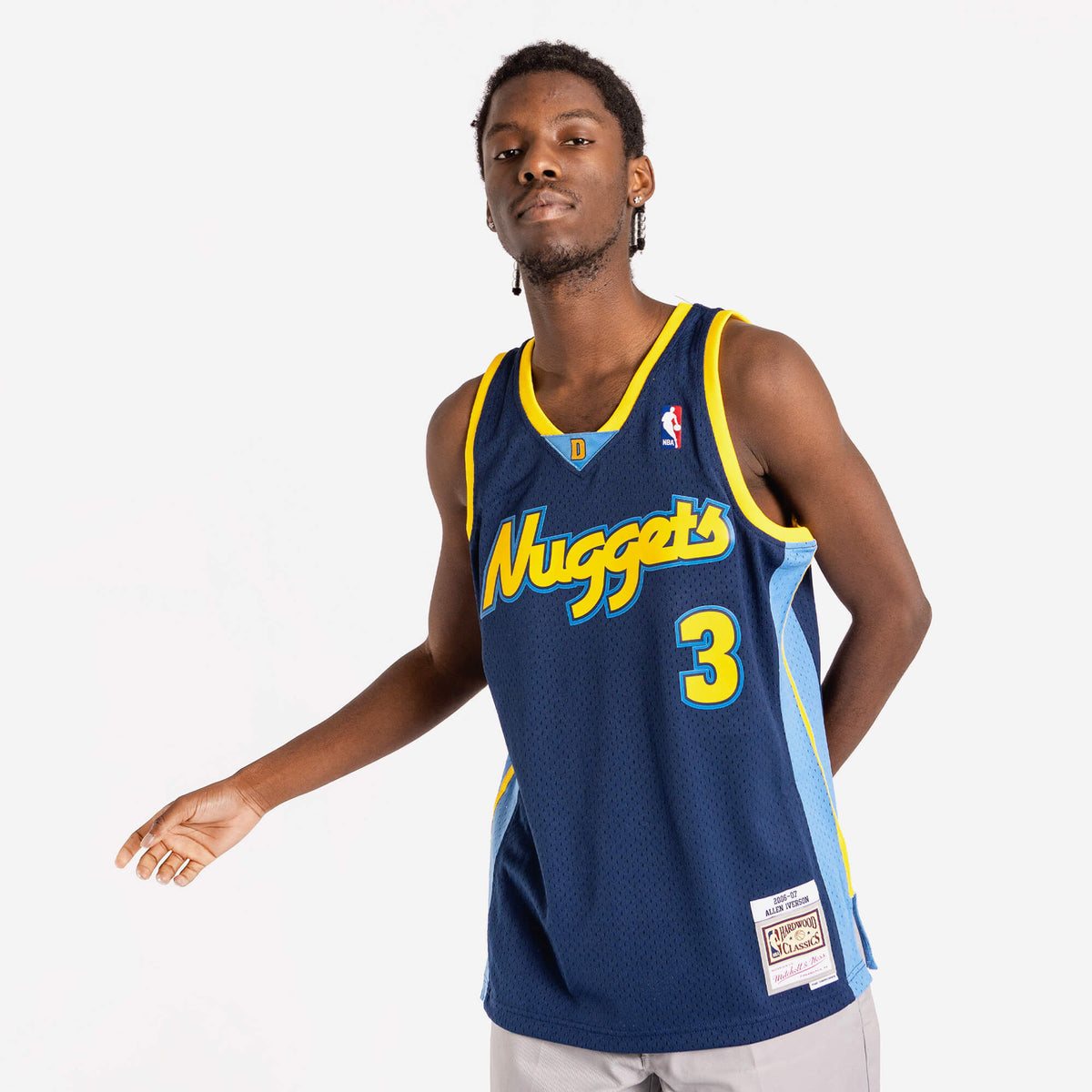 Men's Mitchell & Ness Navy Denver Nuggets Hardwood Classics Team