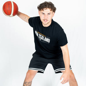 New Zealand Tall Blacks Off Court Player Range Casual Cotton Black T-Shirt