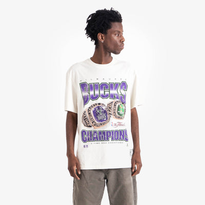 Milwaukee Bucks Trading Card Giannis Antetokounmpo T-Shirt from Homage. | Ash | Vintage Apparel from Homage.