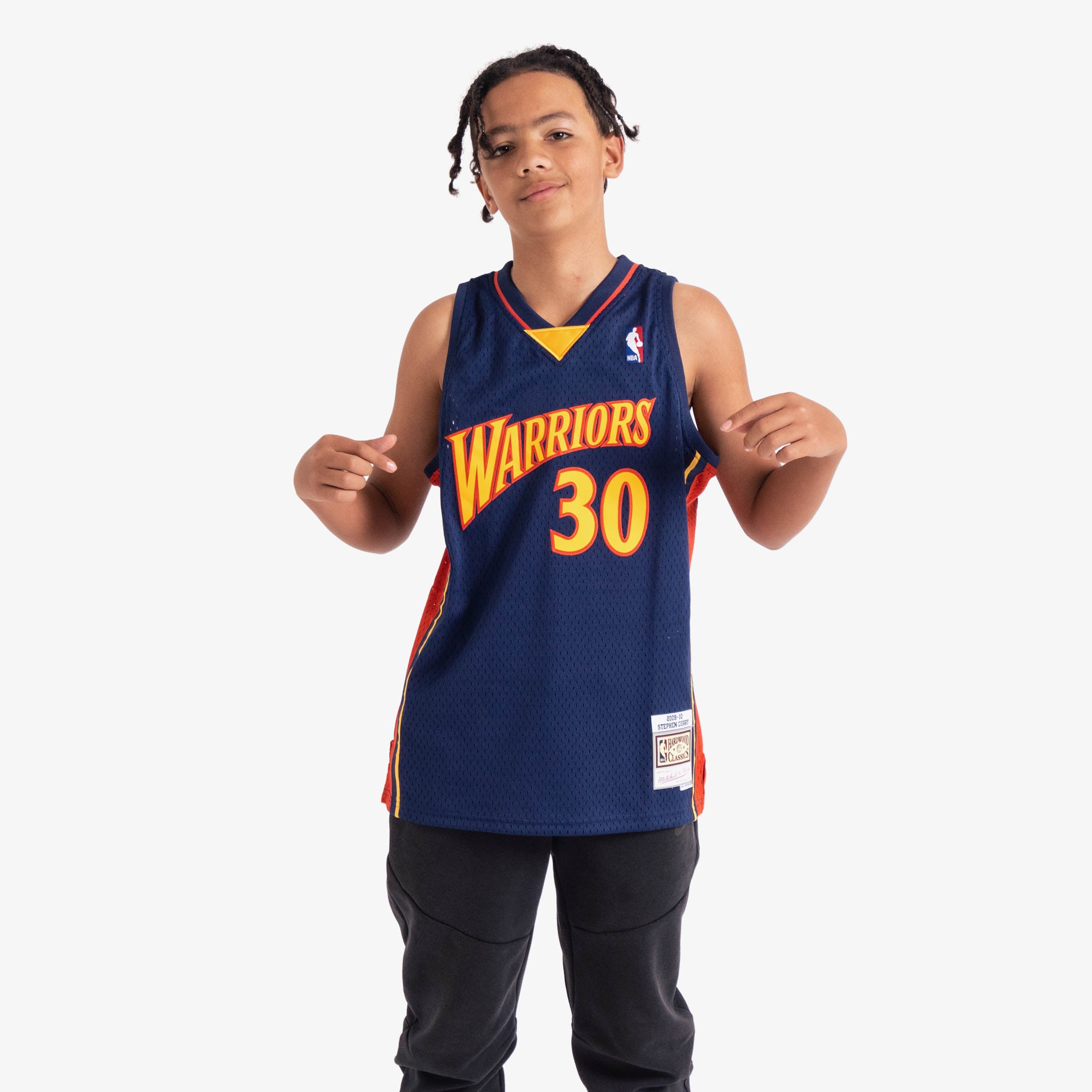 Youth Mitchell & Ness Stephen Curry Navy Golden State Warriors 2009-10  Hardwood Classics Swingman Throwback Jersey
