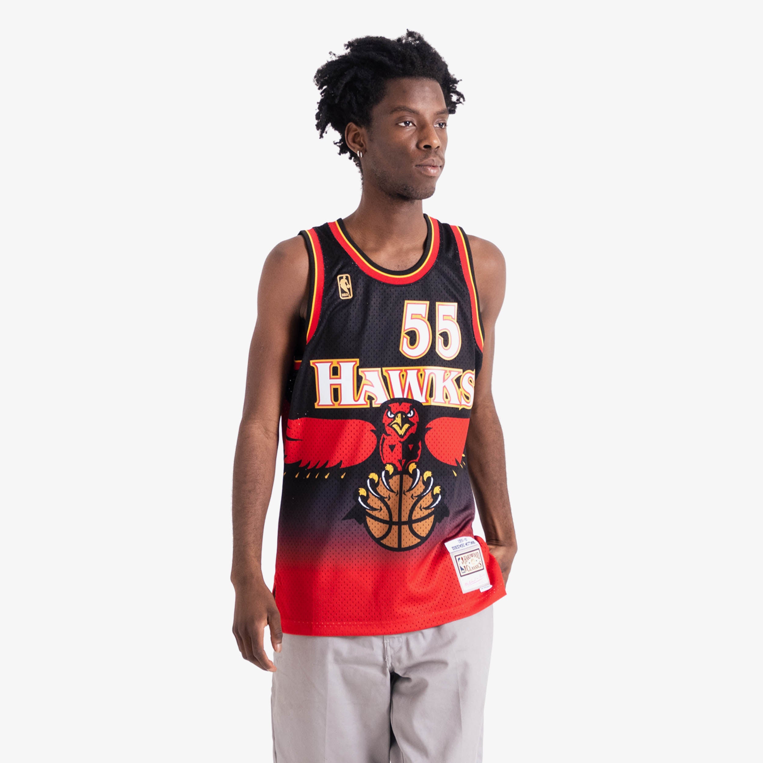 Atlanta Hawks Dikembe Mutombo 1996 Hardwood Classics Road Swingman Jersey  By Mitchell & Ness - Scarlett - Mens