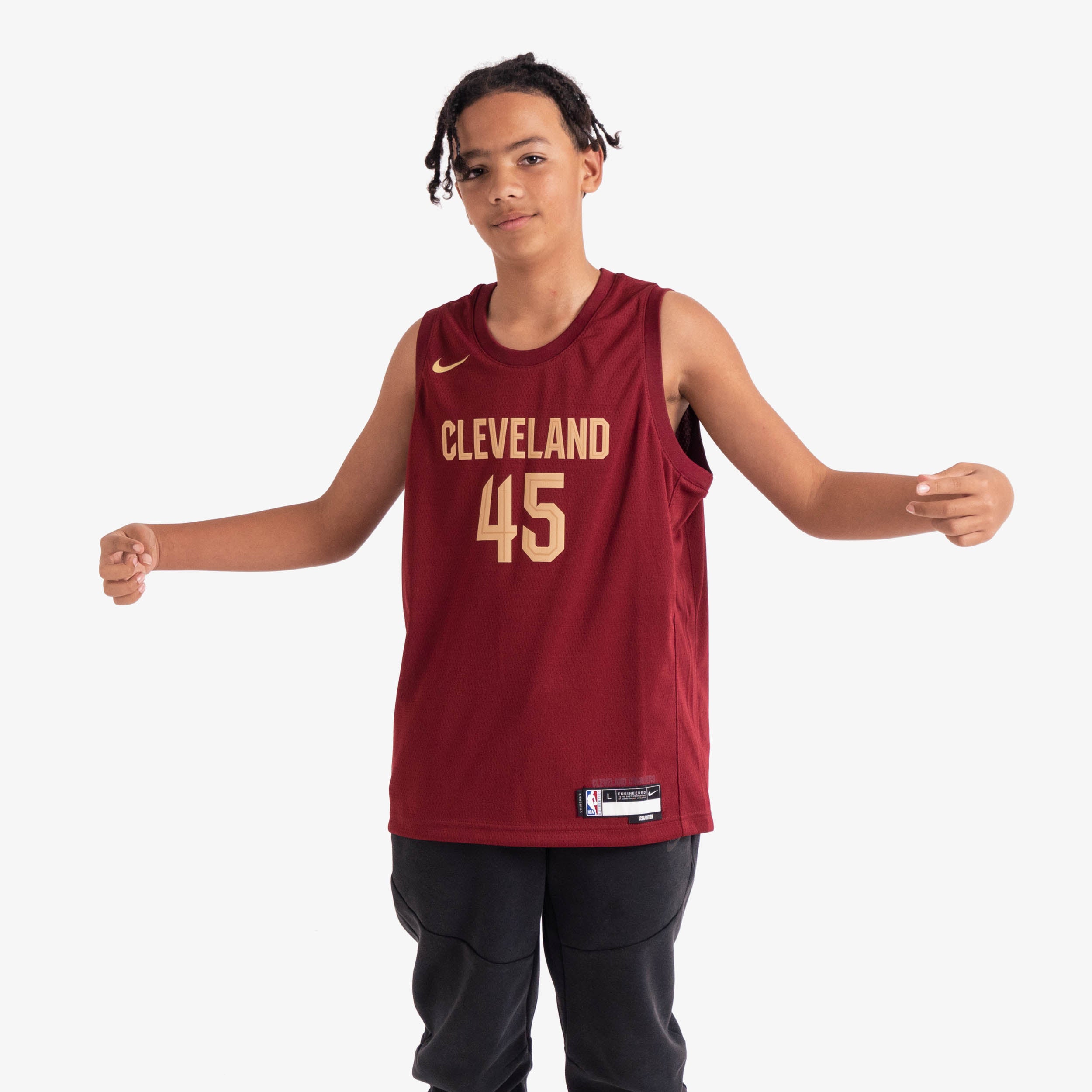Nike Youth Cleveland Cavaliers Donovan Mitchell #45 Red Swingman Jersey, Boys', Large