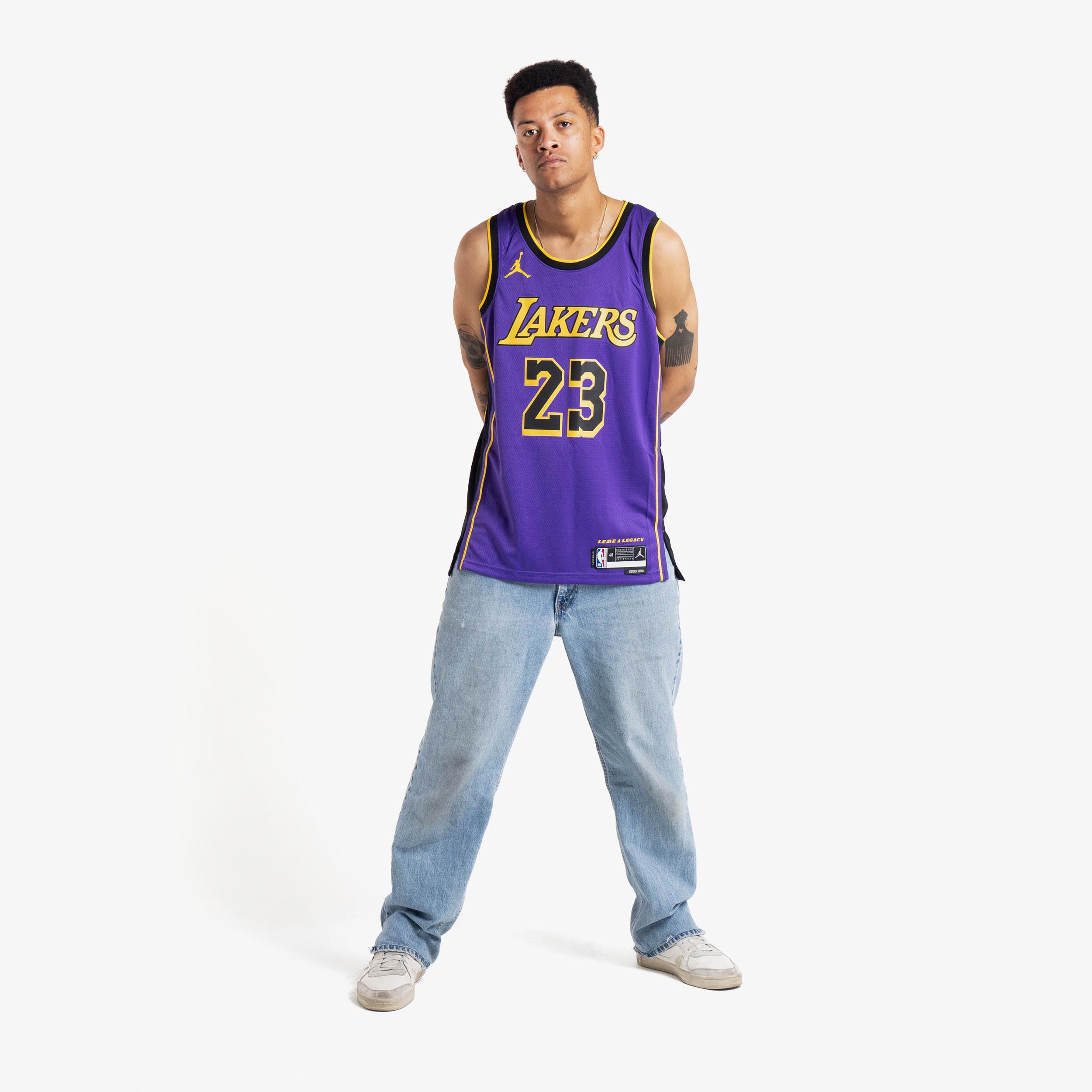 Authentic LeBron James Nike Statement Lakers Swingman Jersey 48 L