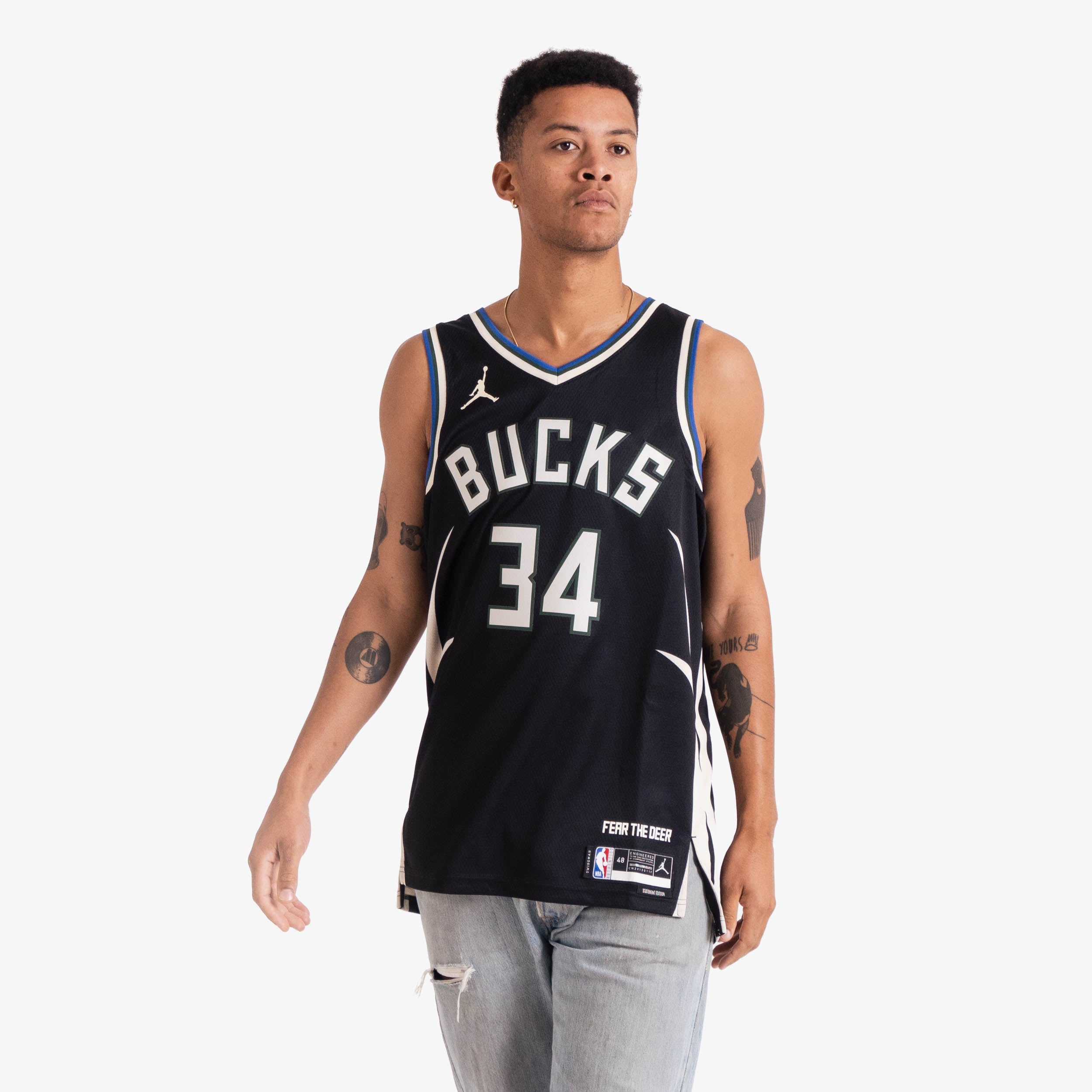 Giannis Antetokounmpo Milwaukee Bucks Jordan Brand Youth Statement Edition  Name & Number T-Shirt - Black