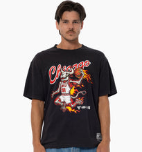 Load image into Gallery viewer, Chicago Bulls On Fire Black Vintage T-Shirt

