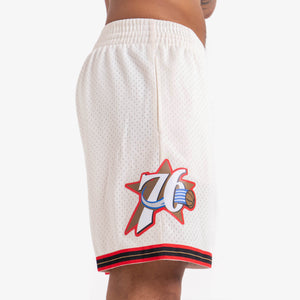 Philadelphia 76ers Hardwood Classics Throwback Off White Swingman NBA Shorts