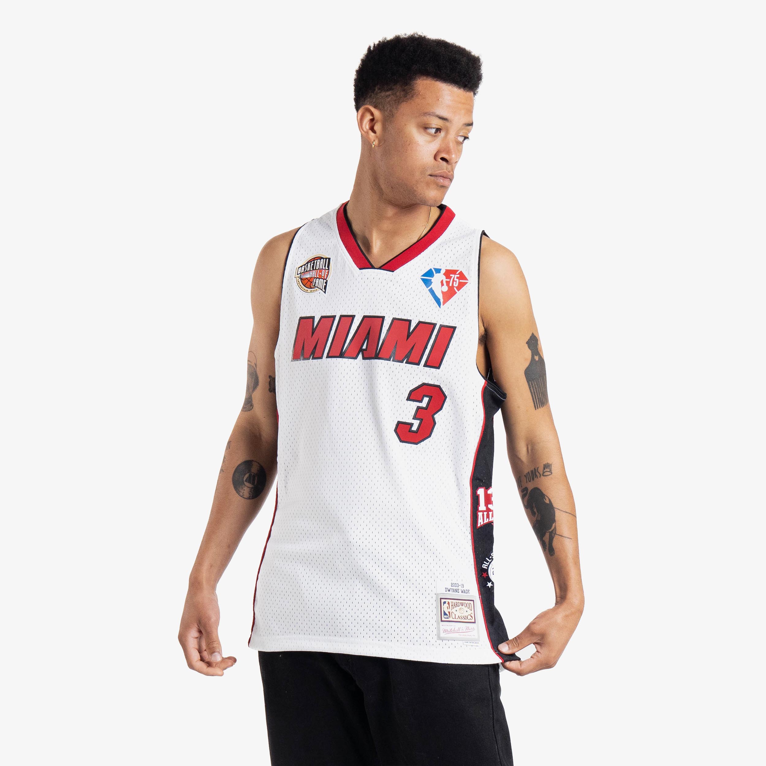 Men's Mitchell & Ness Dwyane Wade Black Miami Heat Hardwood Classics  Swingman Jersey