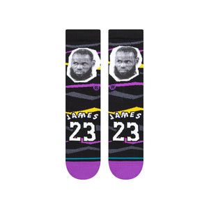 LeBron James Los Angeles Lakers Faxed Stance NBA Socks