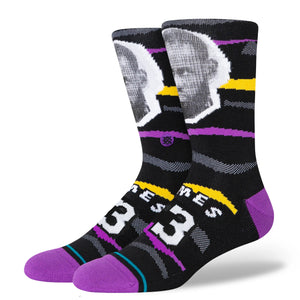 LeBron James Los Angeles Lakers Faxed Stance NBA Socks
