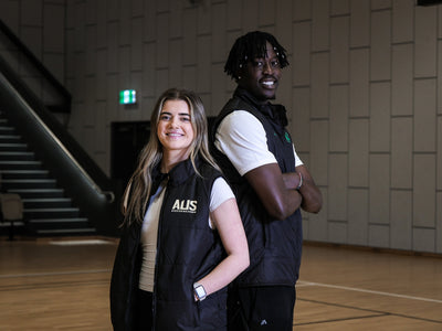 Australian Boomers Black/Pale Gold Puffer Vest