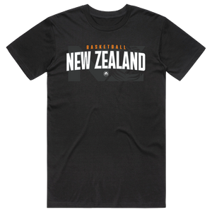 New Zealand Tall Blacks Off Court Player Range Casual Cotton Black T-Shirt