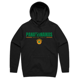 Panathinaikos BC Basketball Cotton Green Logo Black Hoodie