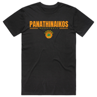 Panathinaikos BC Basketball Yellow Logo Black Cotton Tee