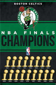 Boston Celitcs Championship Trophies NBA Wall Poster