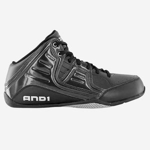 And1 Rocket 4 Mid Junior Black/Black/Silver Basketball Shoes