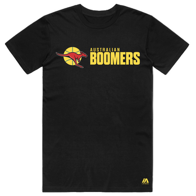Australian Boomers 'New Look' Logo Casual Cotton Black T-Shirt