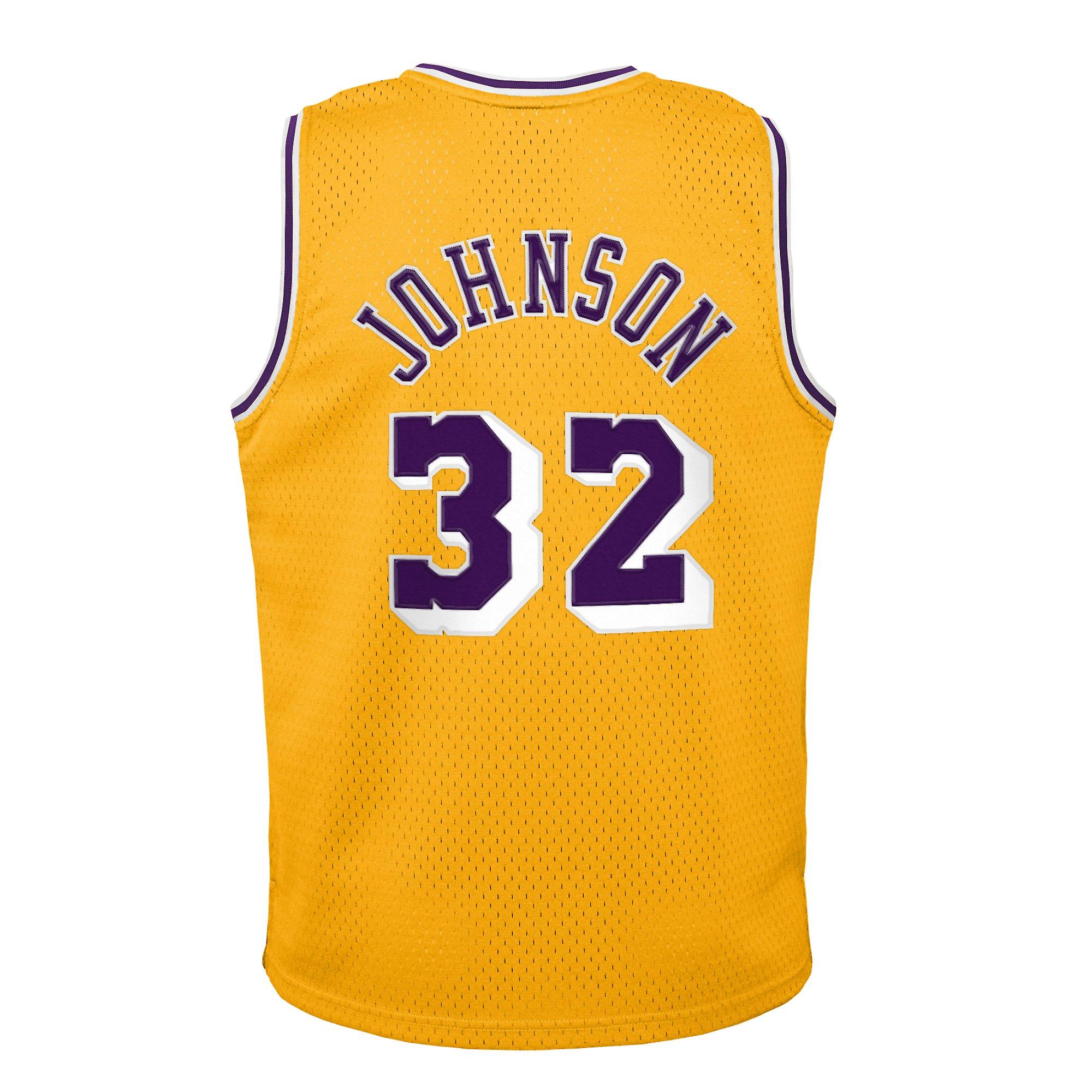 Mitchell & Ness Los Angeles Lakers Magic Johnson 32 Yellow  Replica Swingman Jersey 2.0 NBA HWC Basketball Trikot : Sports & Outdoors