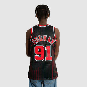 Dennis Rodman Chicago Bulls Pinstripe Throwback NBA Swingman Jersey