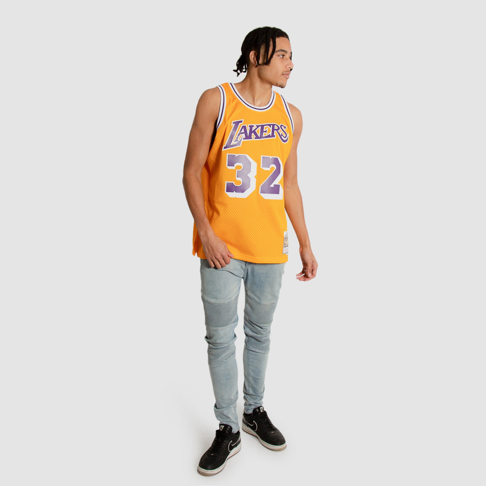 Magic Johnson Gold Toile Hardwood Classic Jersey Mens - Black