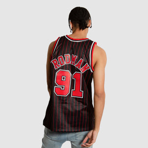 Dennis Rodman Chicago Bulls Pinstripe Throwback NBA Swingman Jersey