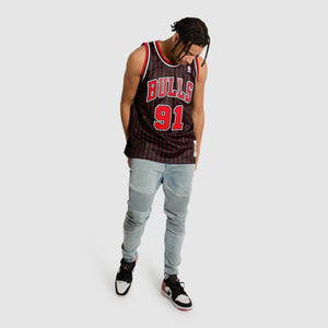 Dennis Rodman Chicago Bulls Pinstripe Throwback NBA Swingman Jersey