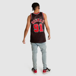 Dennis Rodman Chicago Bulls Pinstripe Throwback NBA Swingman Jersey