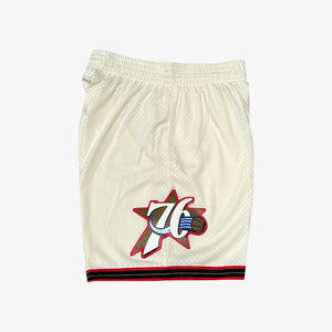 Philadelphia 76ers Hardwood Classics Throwback Off White Swingman NBA Shorts