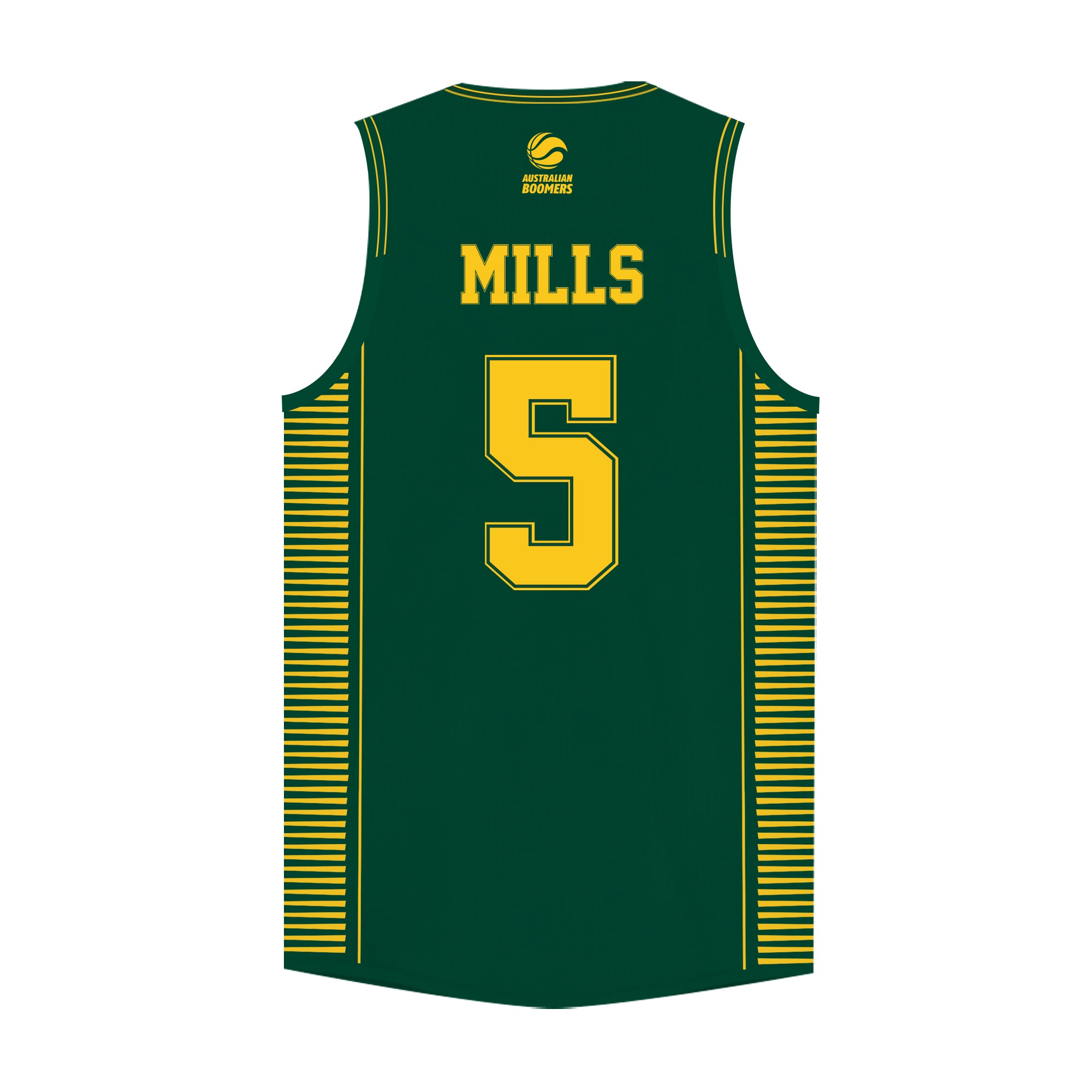 Custom Patty Mills #5 Team Australia Basketball Jersey Green
