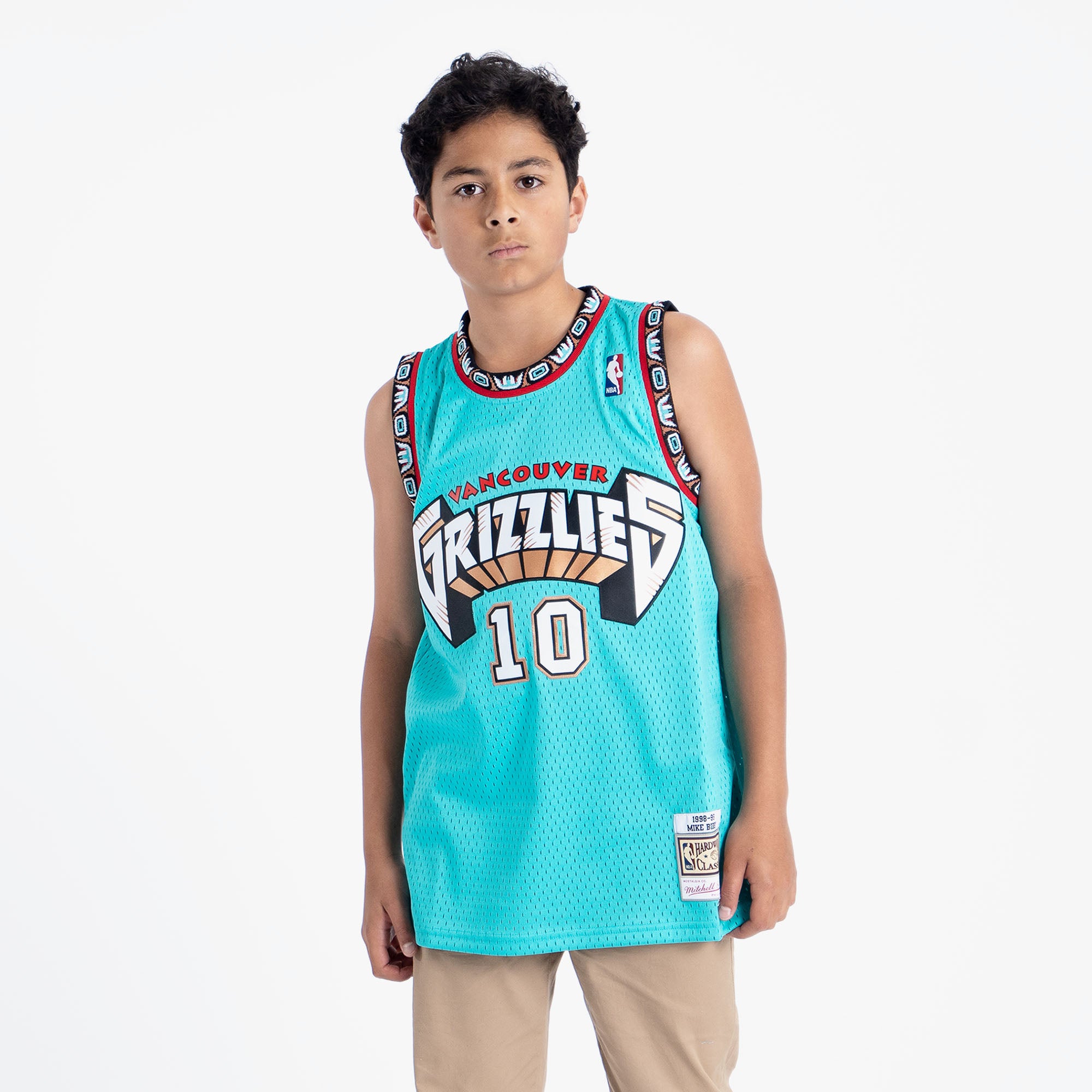 Men's Vancouver Grizzlies Mike Bibby Mitchell & Ness Teal Hardwood Classics 1998-99 Hyper Hoops Swingman Jersey S