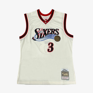 Allen Iverson Philadelphia 76ers HWC Throwback NBA Off White Swingman Jersey