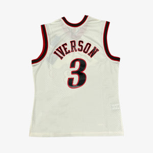 Allen Iverson Philadelphia 76ers HWC Throwback NBA Off White Swingman Jersey