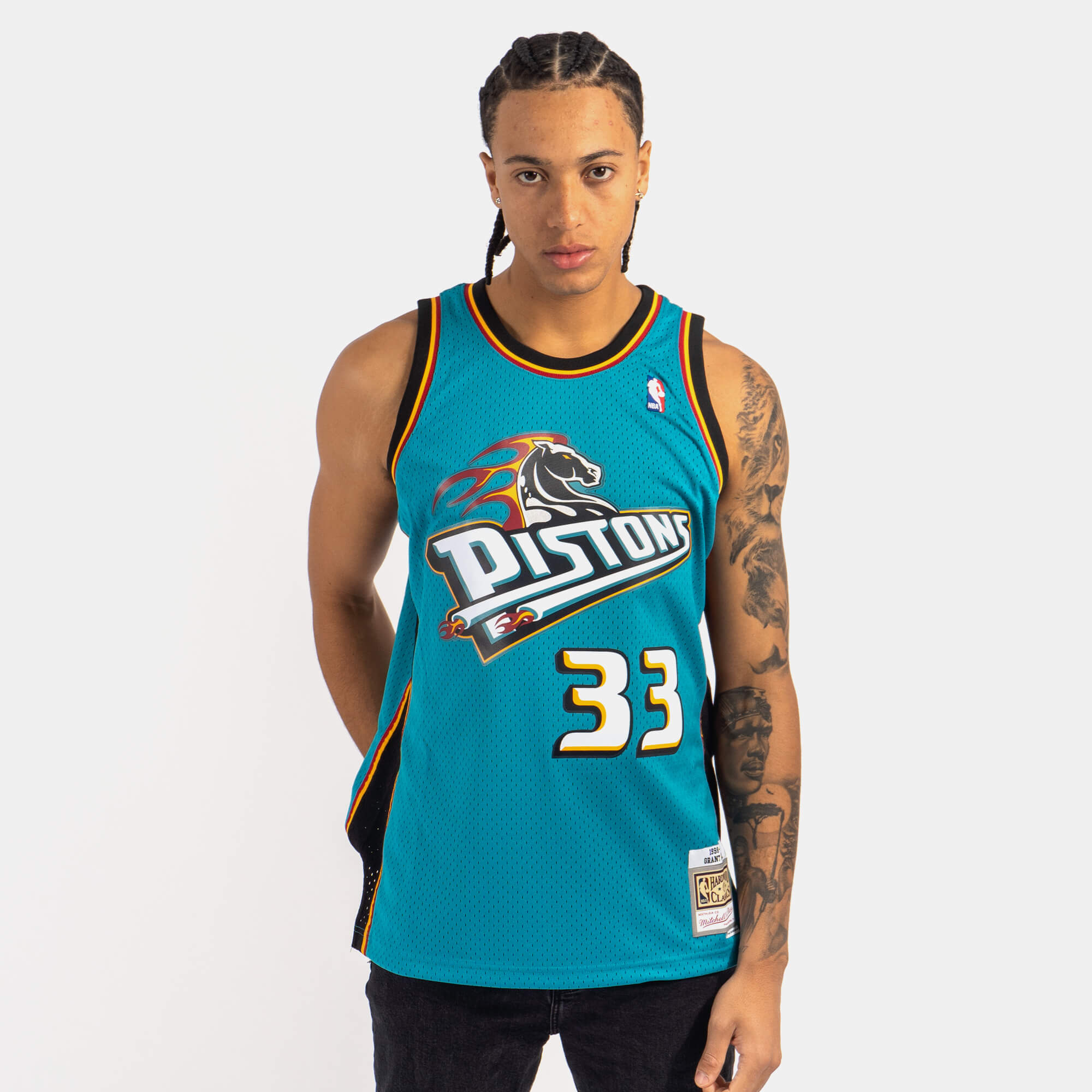 Mens Champion Detroit Pistons Grant Hill Teal NBA Basketball