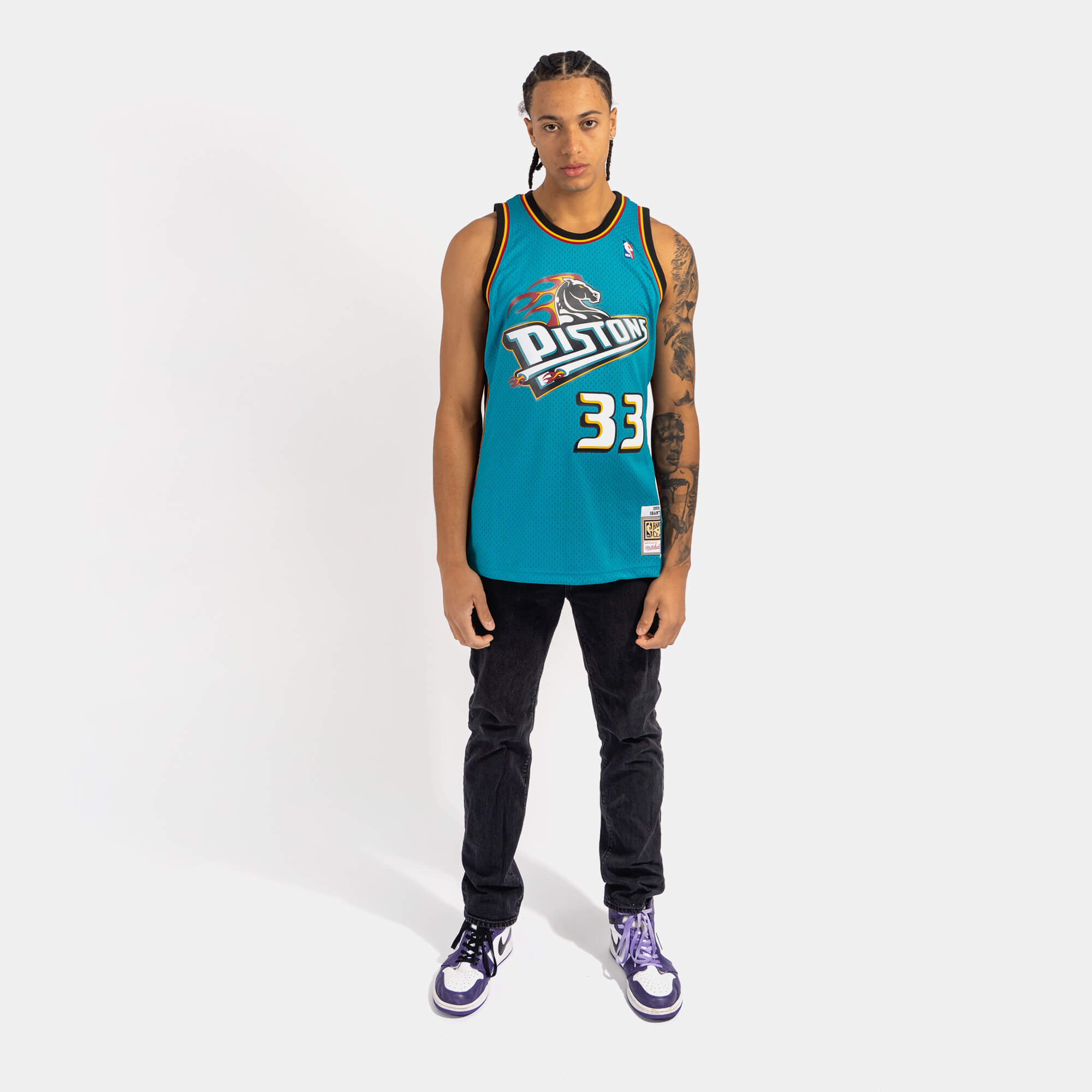  Grant Hill Detroit Pistons Teal Youth 8-20 Hardwood Classic  Soul Swingman Player Jersey - Large 14-16 : Sports & Outdoors